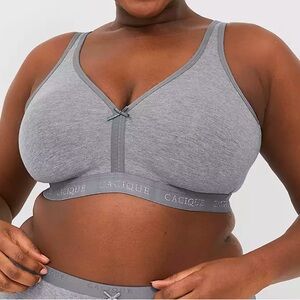 Cacique Medium Heather Gray Bra with Wide Straps and Deep V-Neckline - 46D
